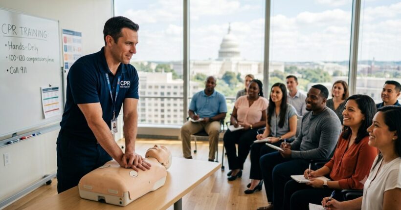CPR training in Washington DC led by a firefighter paramedic instructor