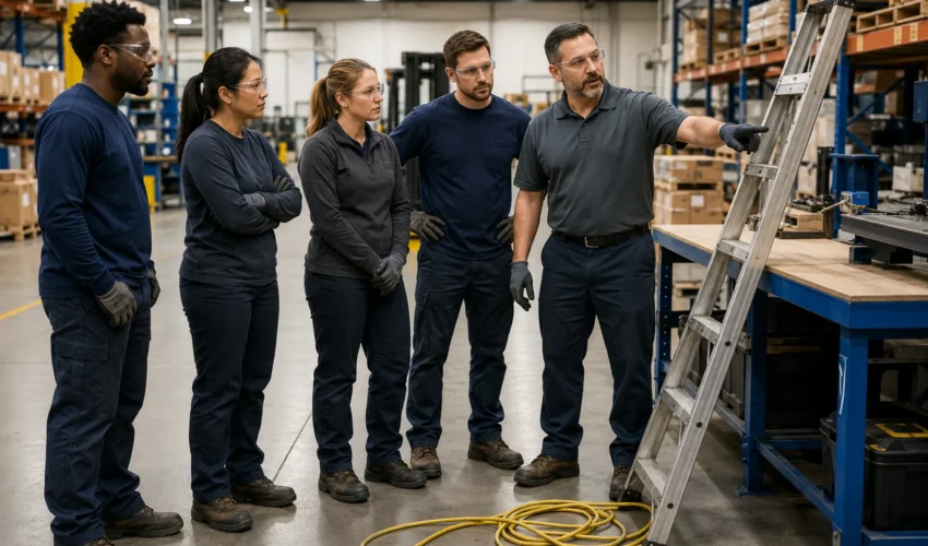 Employees participating in professional workplace safety training for general industry