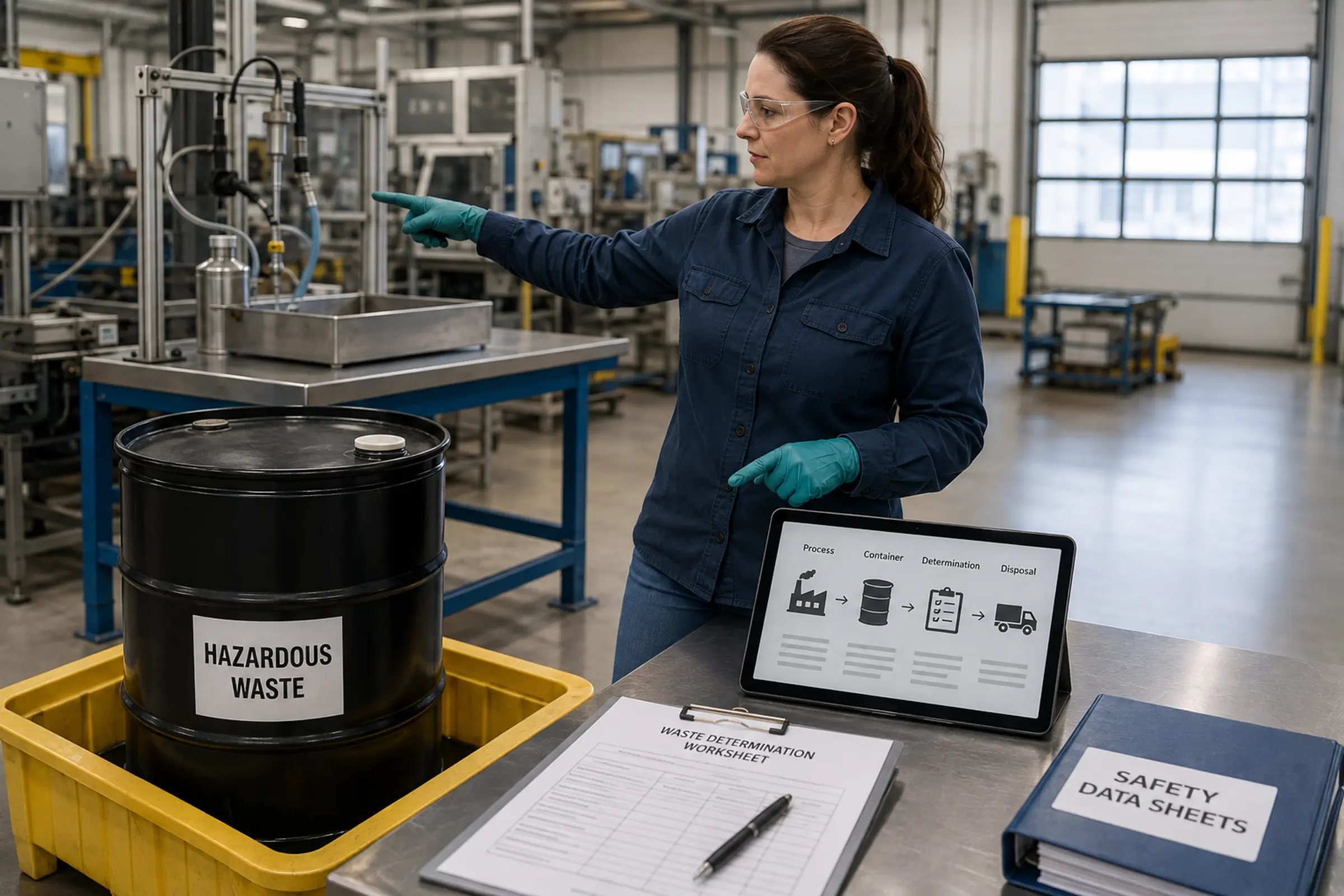 Worker traces a hazardous-waste stream from the generating process to disposal