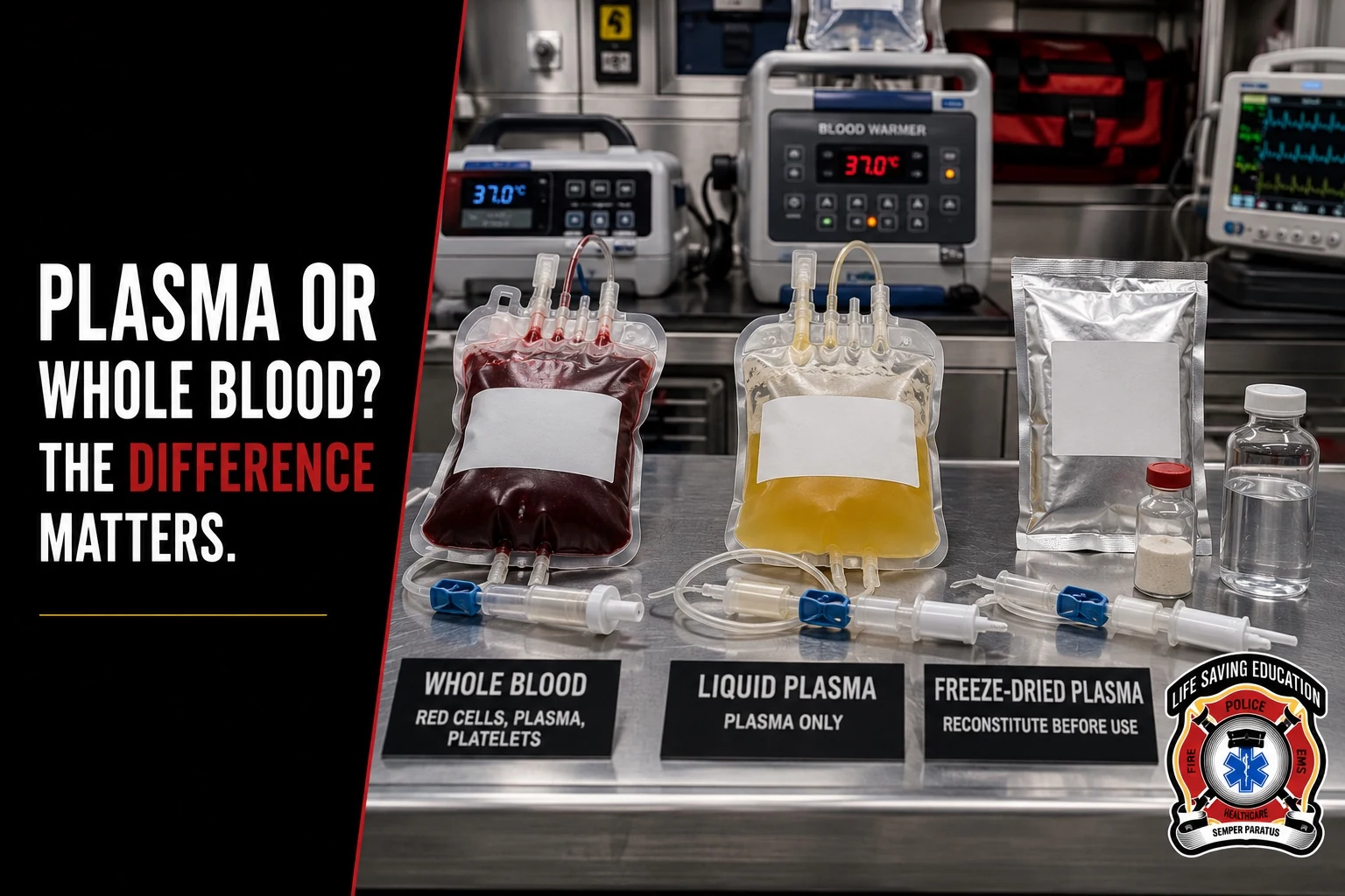 Comparison of freeze-dried plasma and whole blood for prehospital trauma care