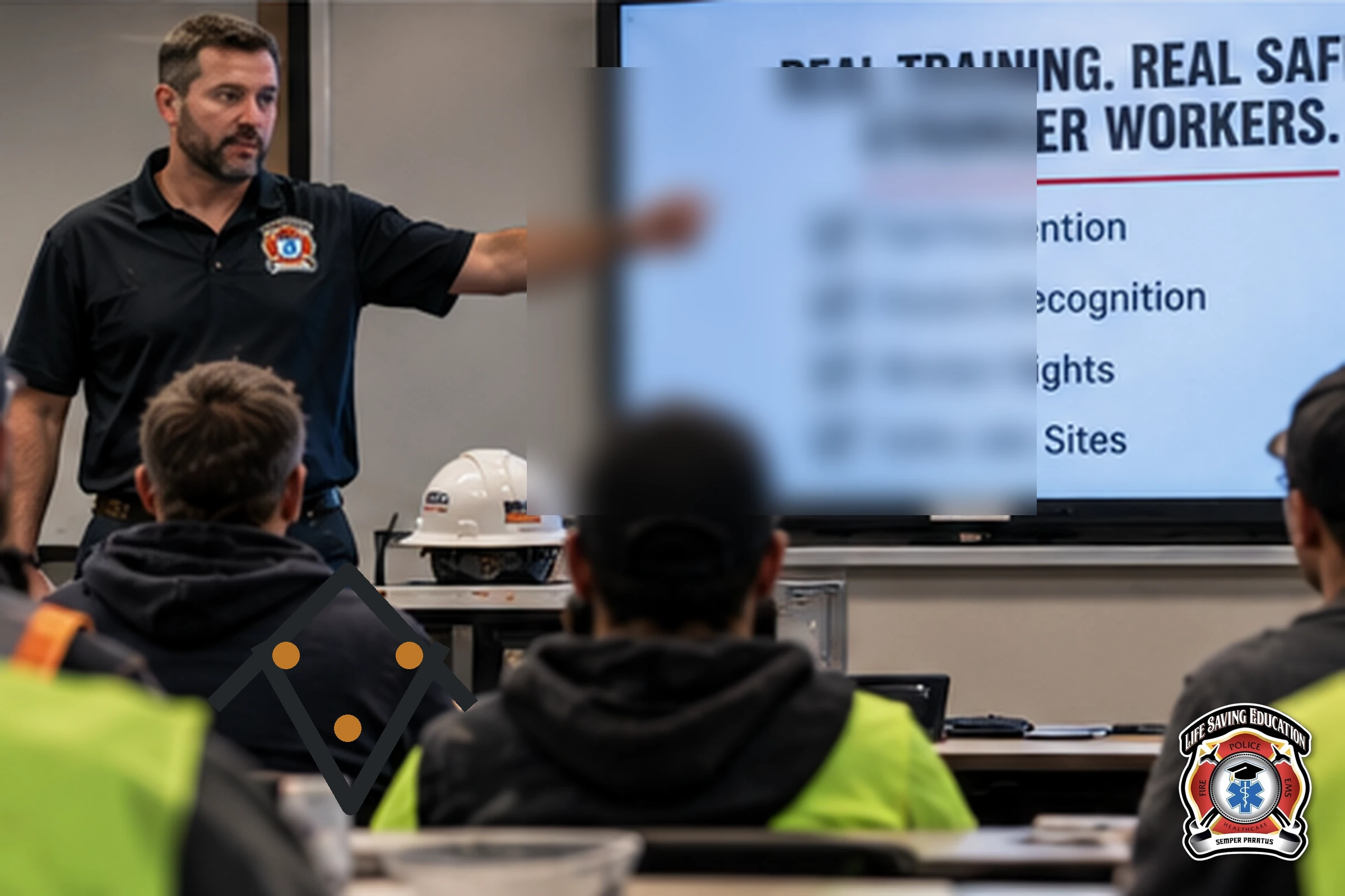 Workers attending a legitimate in-person OSHA 30 training class
