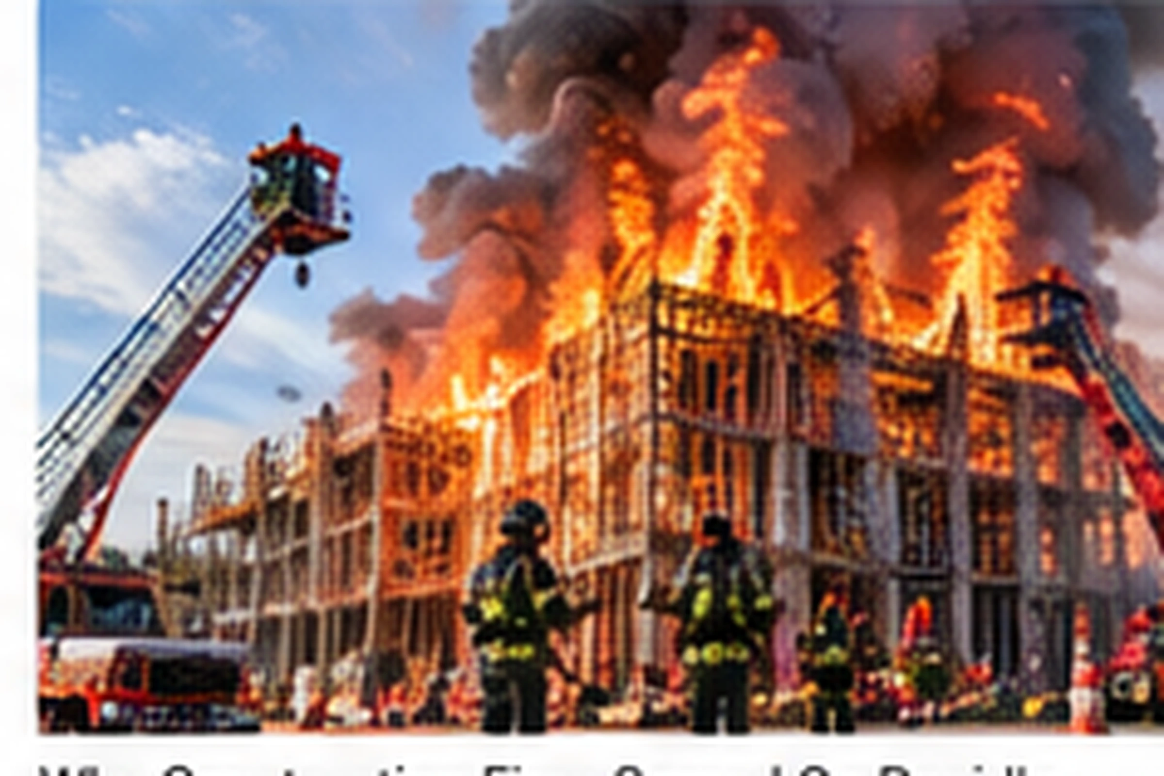 Construction site fire illustrating rapid fire development and combustible building materials