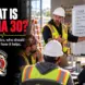 Safety instructor leads OSHA 30 training for construction workers wearing hard hats, safety glasses, and high-visibility PPE.